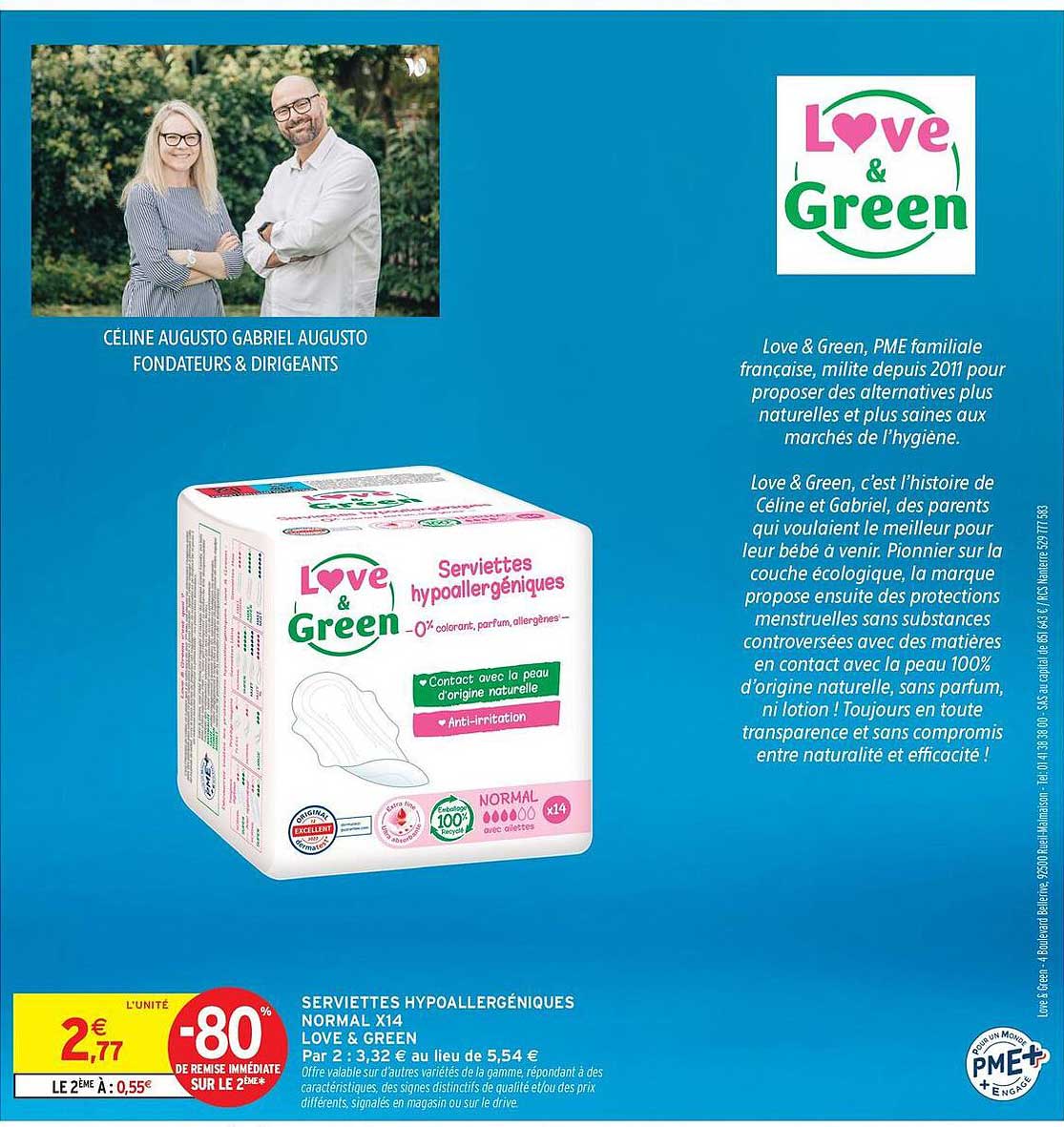 SERVIETTES HYPOALLERGÉNIQUES NORMAL X14 LOVE & GREEN
