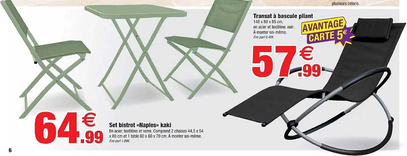 Set bistrot «Naples» kaki
