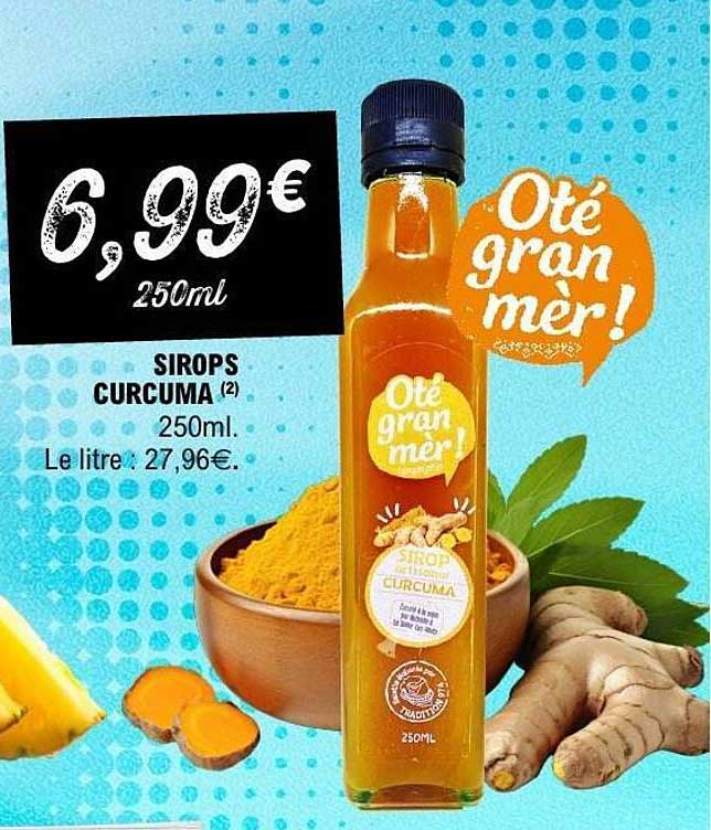 SIrops CURCUMA 250ml. Le litre : 27,96€
