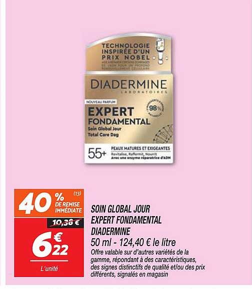 SOIN GLOBAL JOUR EXPERT FONDAMENTAL DIADERMINE 50 ml - 124,40 € le litre