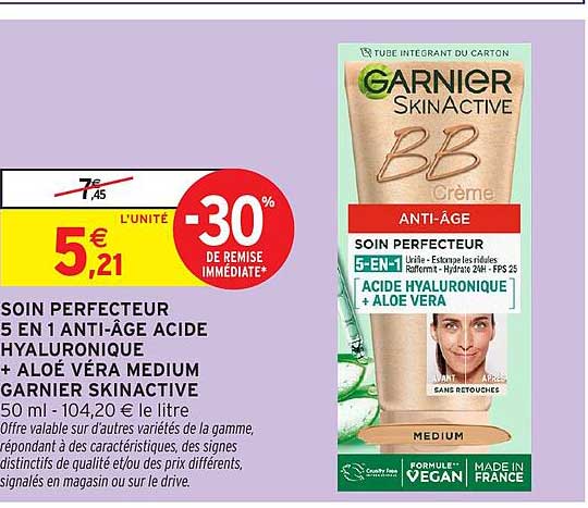 SOIN PERFECTEUR 5 EN 1 ANTI-ÂGE ACIDE HYALURONIQUE + ALOÉ VERA MEDIUM GARNIER SKINACTIVE 50 ml