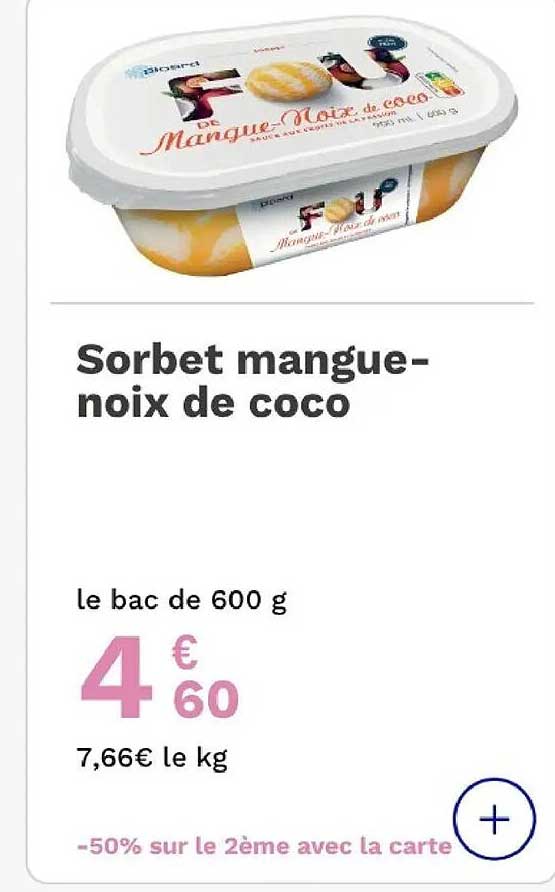 Sorbet mangue-noix de coco