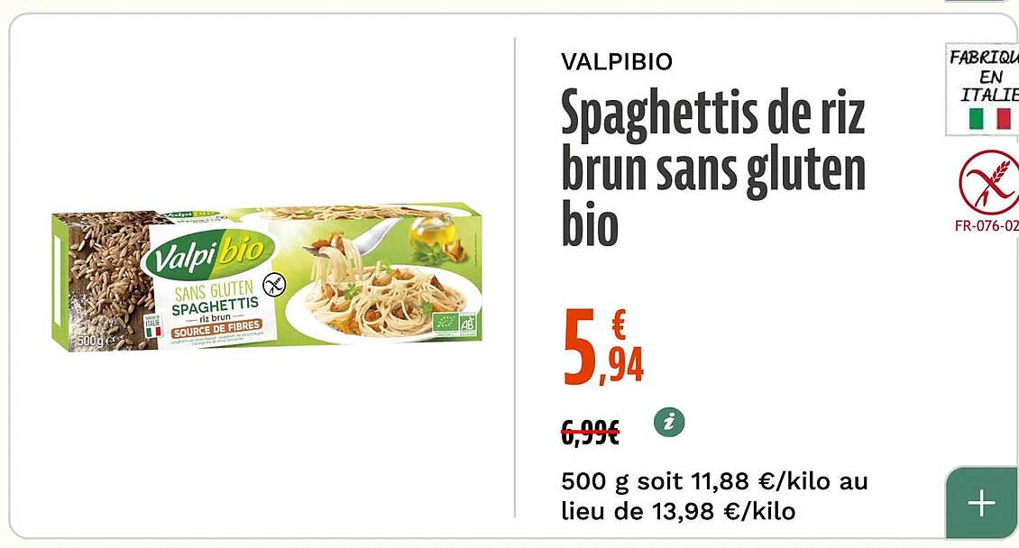 Spaghettis de riz brun sans gluten bio