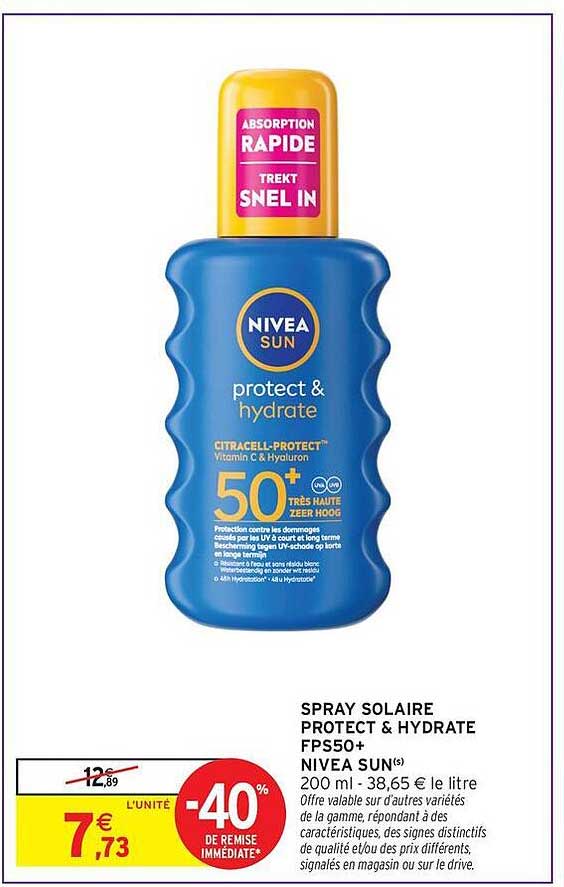 SPRAY SOLAIRE PROTECT & HYDRATE FPS50+ NIVEA SUN(s) 200 ml