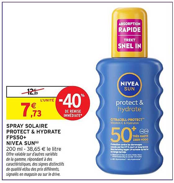 SPRAY SOLAIRE PROTECT & HYDRATE FPS50+ NIVEA SUN(s)