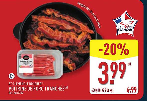 ST-CLÉMENT LE BOUCHER® POITRINE DE PORC TRANCHÉE(A)