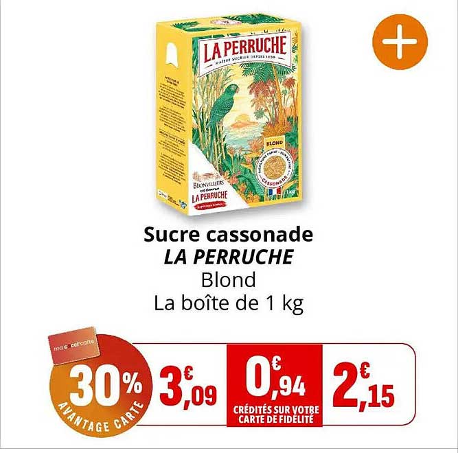 Sucre cassonade LA PERRUCHE Blond La boîte de 1 kg