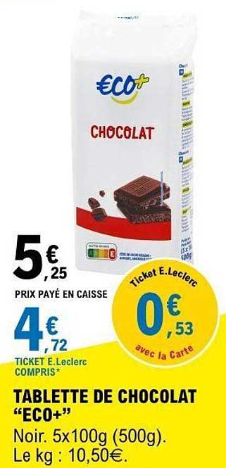TABLETTE DE CHOCOLAT “ECO+”