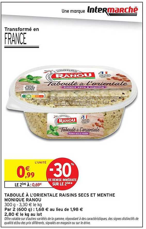 TABOULÉ À L’ORIENTALE RAISINS SECS ET MENTHE MONIQUE RANOU
