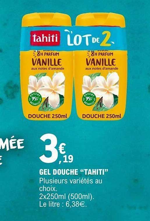Tahiti L'LOT DE 2. Douche 8h parfum vanille aux notes d'amande - Douche 250ml