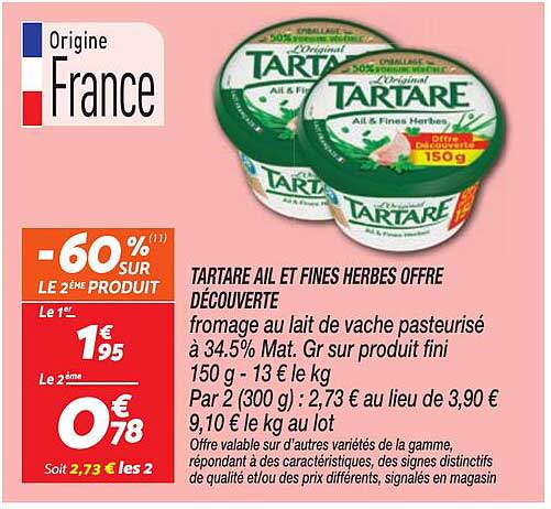 TARTARE AIL ET FINES HERBES OFFRE DÉCOUVERTE