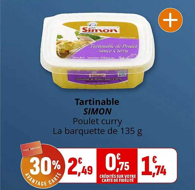 Tartinable SIMON Poulet curry La barquette de 135 g