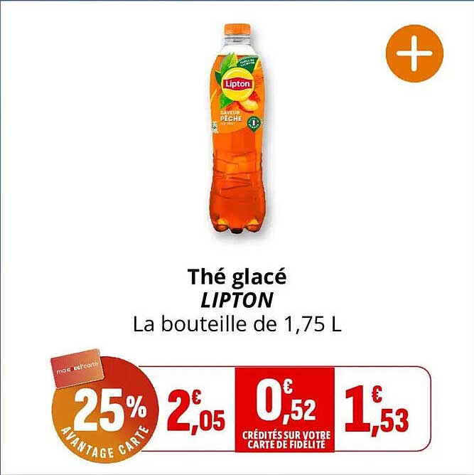 Thé glacé LIPTON La bouteille de 1,75 L