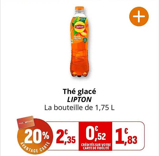 Thé glacé LIPTON La bouteille de 1,75 L