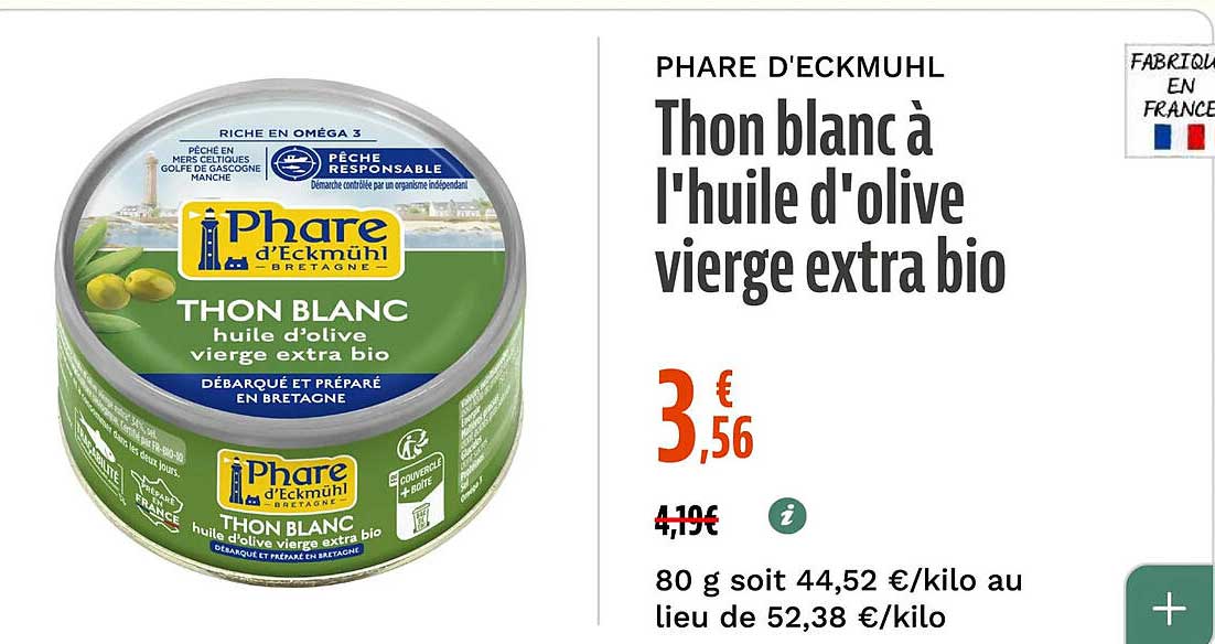 Thon blanc à l'huile d'olive vierge extra bio