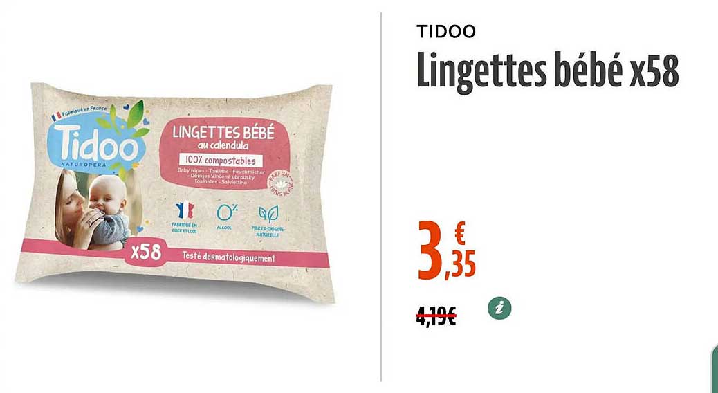 TIDOO Lingettes bébé x58