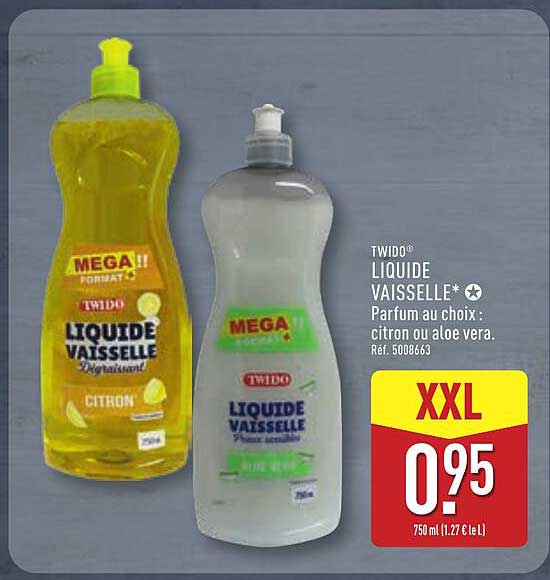 TWIDO® LIQUIDE VAISSELLE* Parfum au choix : citron ou aloe vera. Réf. 5008663