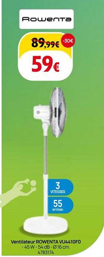 Ventilateur ROWENTA VU4410F0 - 45 W - 54 dB - Ø16 cm. 4783174