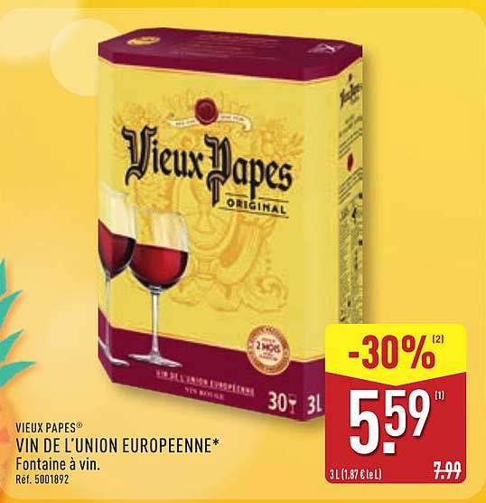 VIEUX PAPES® VIN DE L'UNION EUROPEENNE* Fontaine à vin.