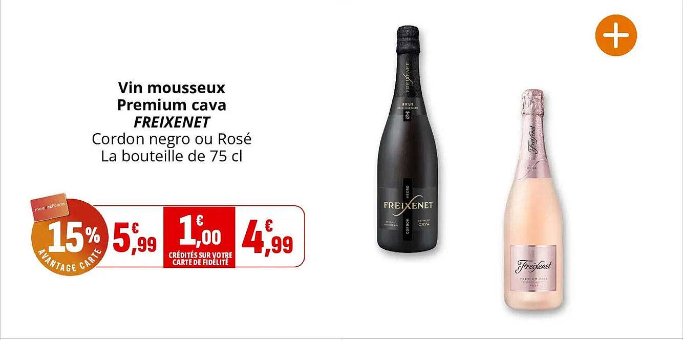 Vin mousseux Premium cava FREIXENET Cordon negro ou Rosé La bouteille de 75 cl
