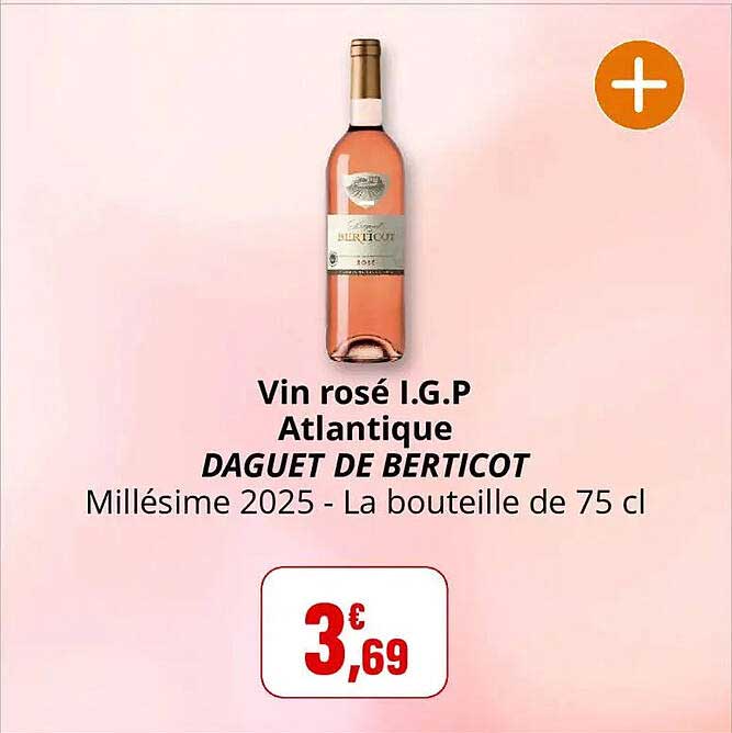 Vin rosé I.G.P Atlantique DAGUET DE BERTICOT Millésime 2025 - La bouteille de 75 cl