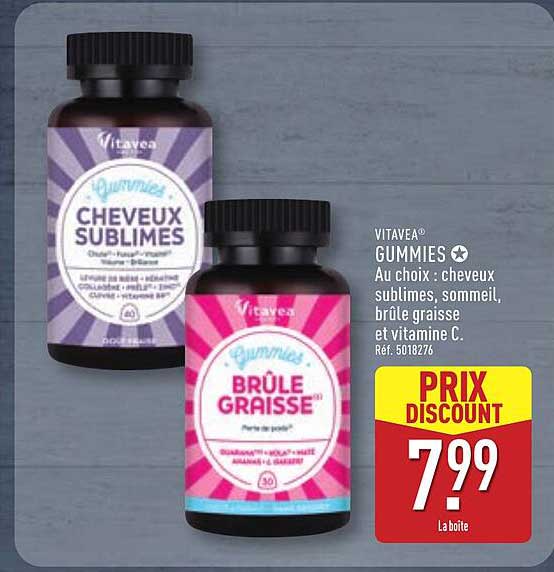 VITAVEA® GUMMIES Au choix : cheveux sublimes, sommeil, brûle graisse et vitamine C. Réf. 5018276
