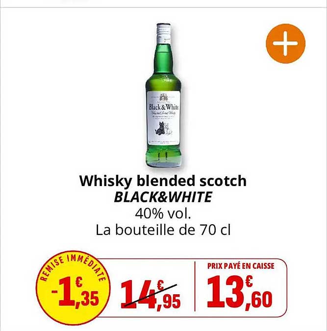 Whisky blended scotch BLACK&WHITE 40% vol. La bouteille de 70 cl