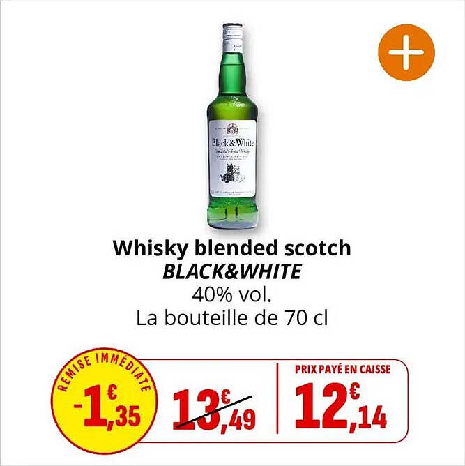 Whisky blended scotch BLACK&WHITE 40% vol. La bouteille de 70 cl