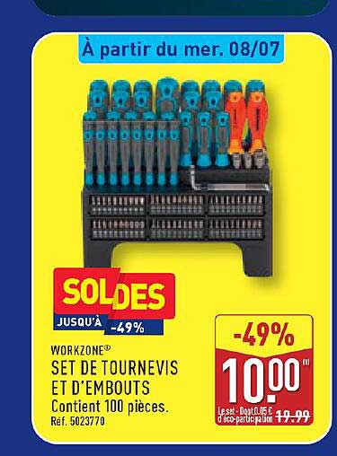 WORKZONE® SET DE TOURNEVIS ET D'EMBOUTS Contient 100 pieces.