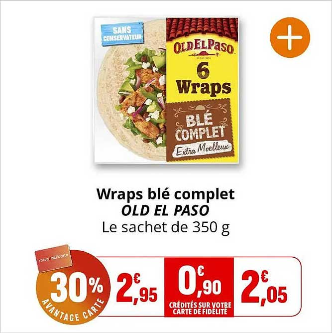 Wraps blé complet OLD EL PASO Le sachet de 350 g