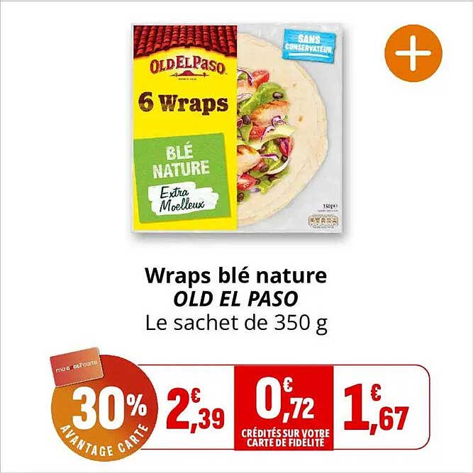 Wraps blé nature OLD EL PASO Le sachet de 350 g