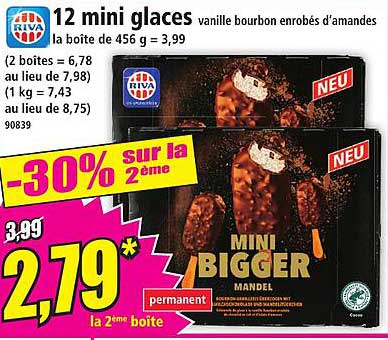 12 mini glaces vanille bourbon enrobés d'amandes