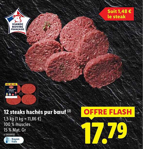 12 steaks hachés pur bœuf
