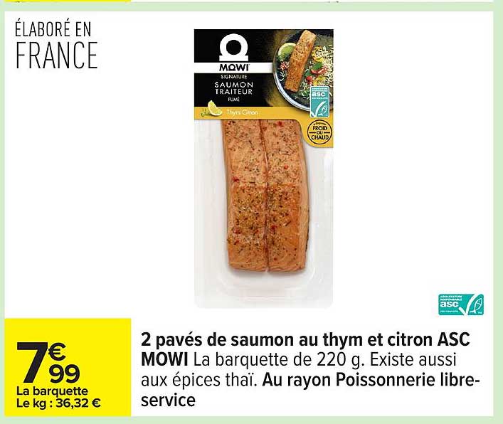2 pavés de saumon au thym et citron ASC MOWI