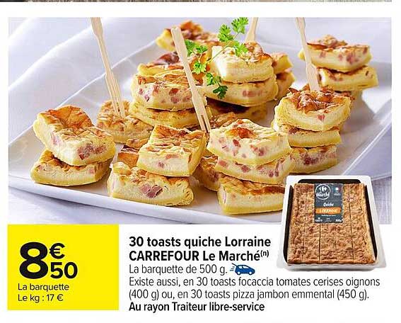 30 toasts quiche Lorraine CARREFOUR