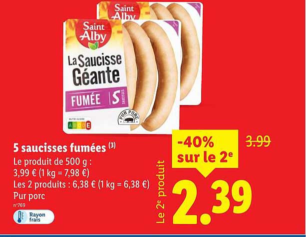 5 saucisses fumées