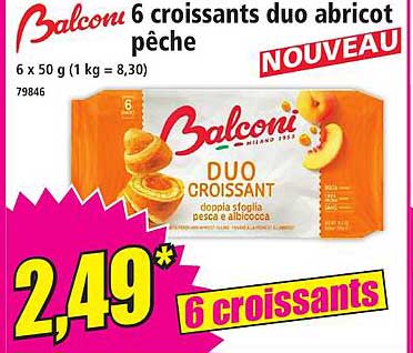 6 croissants duo abricot pêche