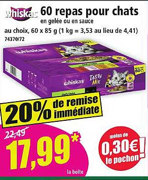 60 repas pour chats en gelée ou en sauce