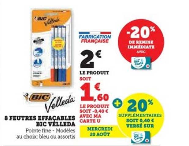 8 FEUTRES EFFACABLES BIC VELLEDA