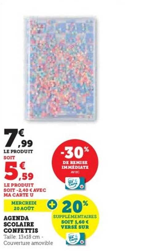 AGENDA SCOLAIRE CONFETTIS