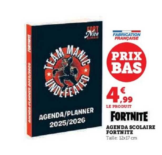 AGENDA SCOLAIRE FORTNITE 2025/2026