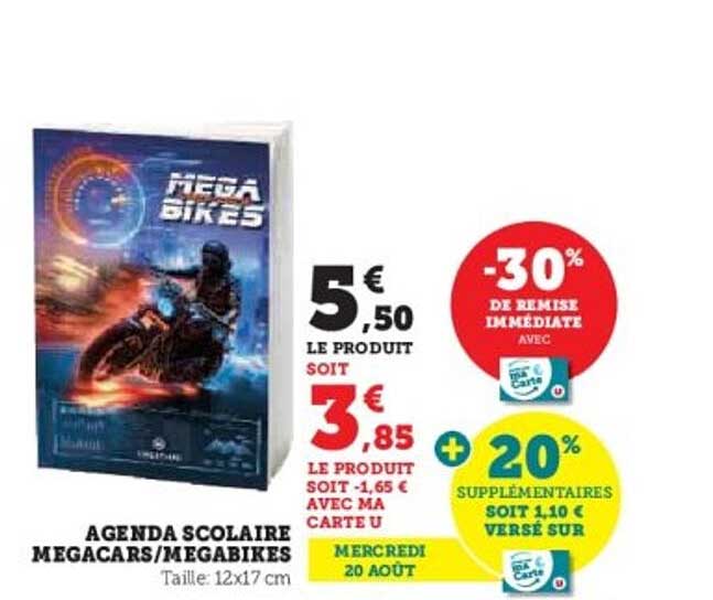 AGENDA SCOLAIRE MEGACARS/MEGABIKE
