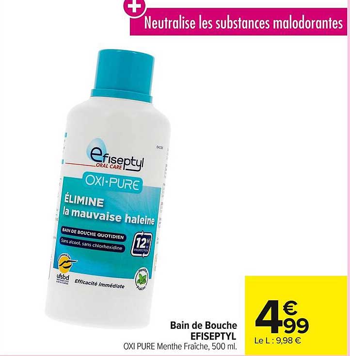 Bain de Bouche EFISEPTYL OXI PURE Menthe Fraîche, 500 ml