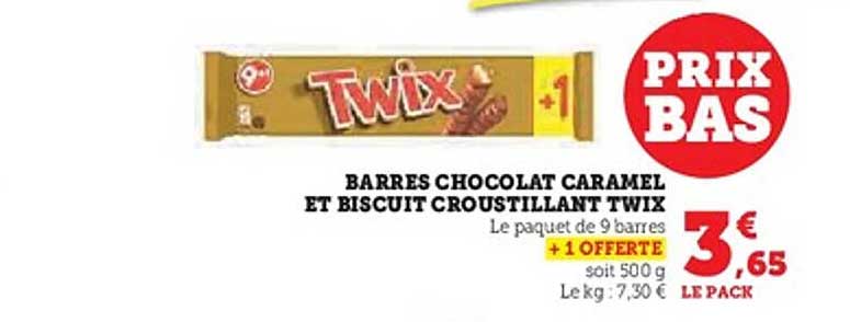 BARRES CHOCOLAT CARAMEL ET BISCUIT CROUSTILLANT TWIX