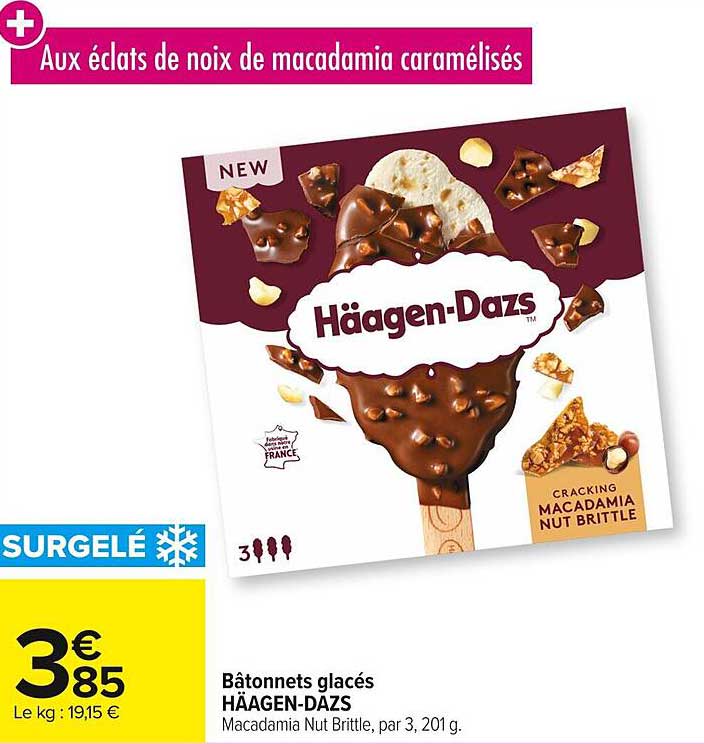 Bâtonnets glacés HÄAGEN-DAZS Macadamia Nut Brittle