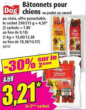 Bâtonnets pour chiens au poulet ou canard