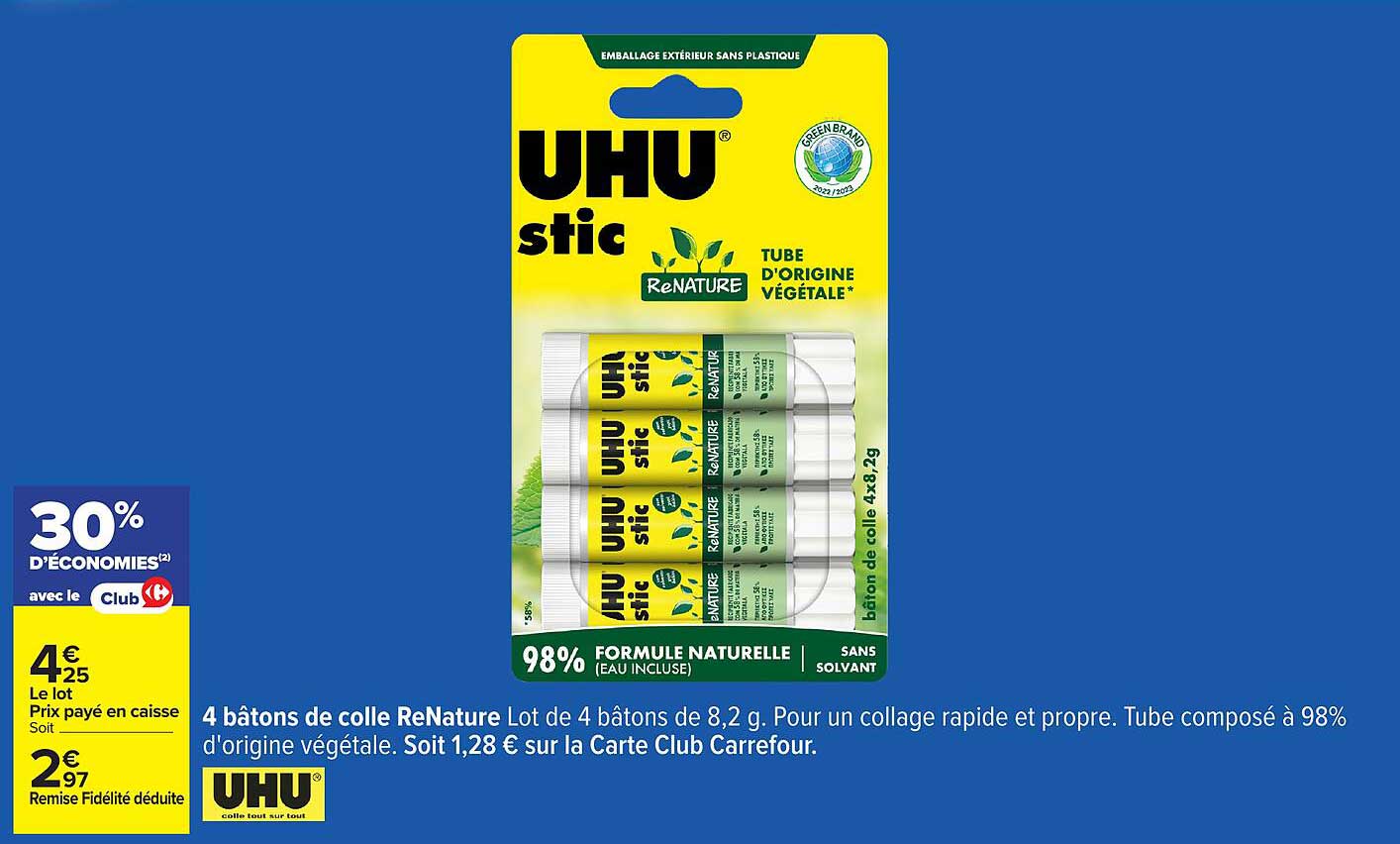 Bâtons de colle ReNature UHU - Lot de 4