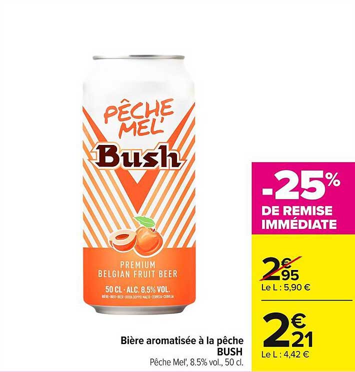 Bière aromatisée à la pêche BUSH -25%