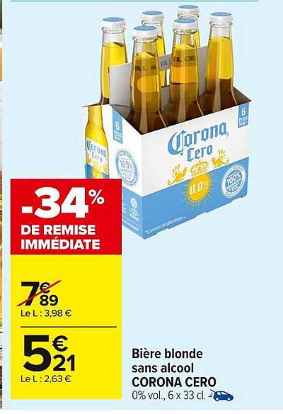 Bière blonde sans alcool CORONA CERO