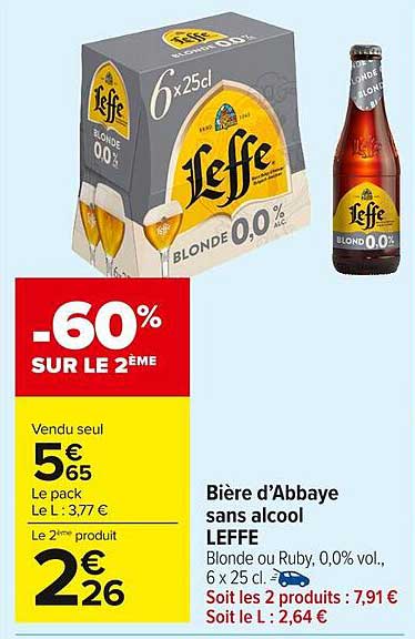 Bière d’Abbaye sans alcool LEFFE